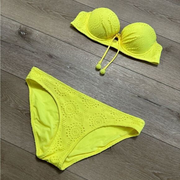 Aerie Yellow Bikini Medium Bottoms and 32B Top - Picture 1 of 5